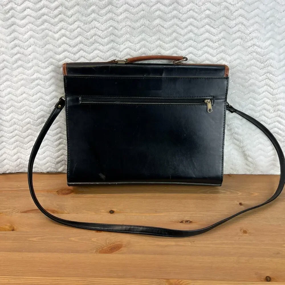 Vintage French Saddle Leather Briefcase Satchel Le Déco Professor Document Bag